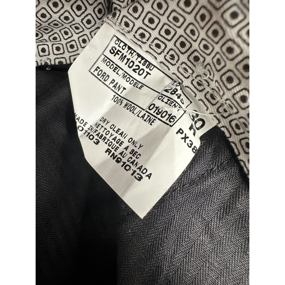 REDA Dress Pants Mens 30R Gray Windowpane Wool Flat Front Formal Canada NWT $159 - Picture 4 of 10